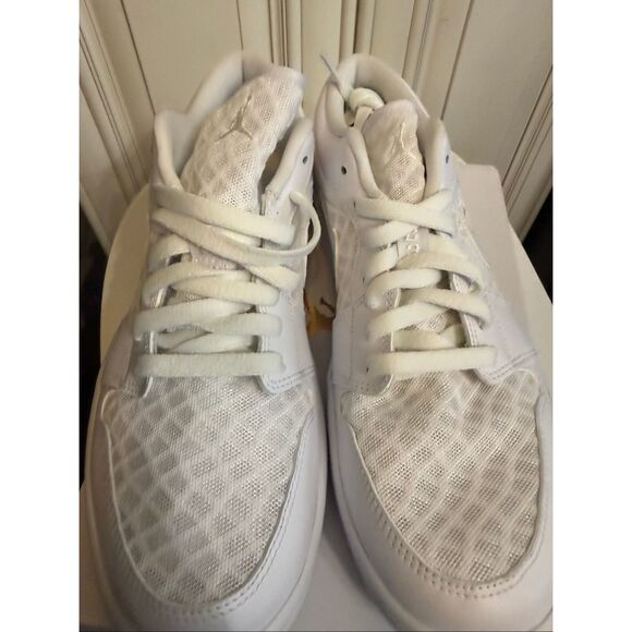 Air Jordan 1 Women's Low Top Mesh Sneaker Shoes Breathe Triple White Size 10 - Picture 6 of 10